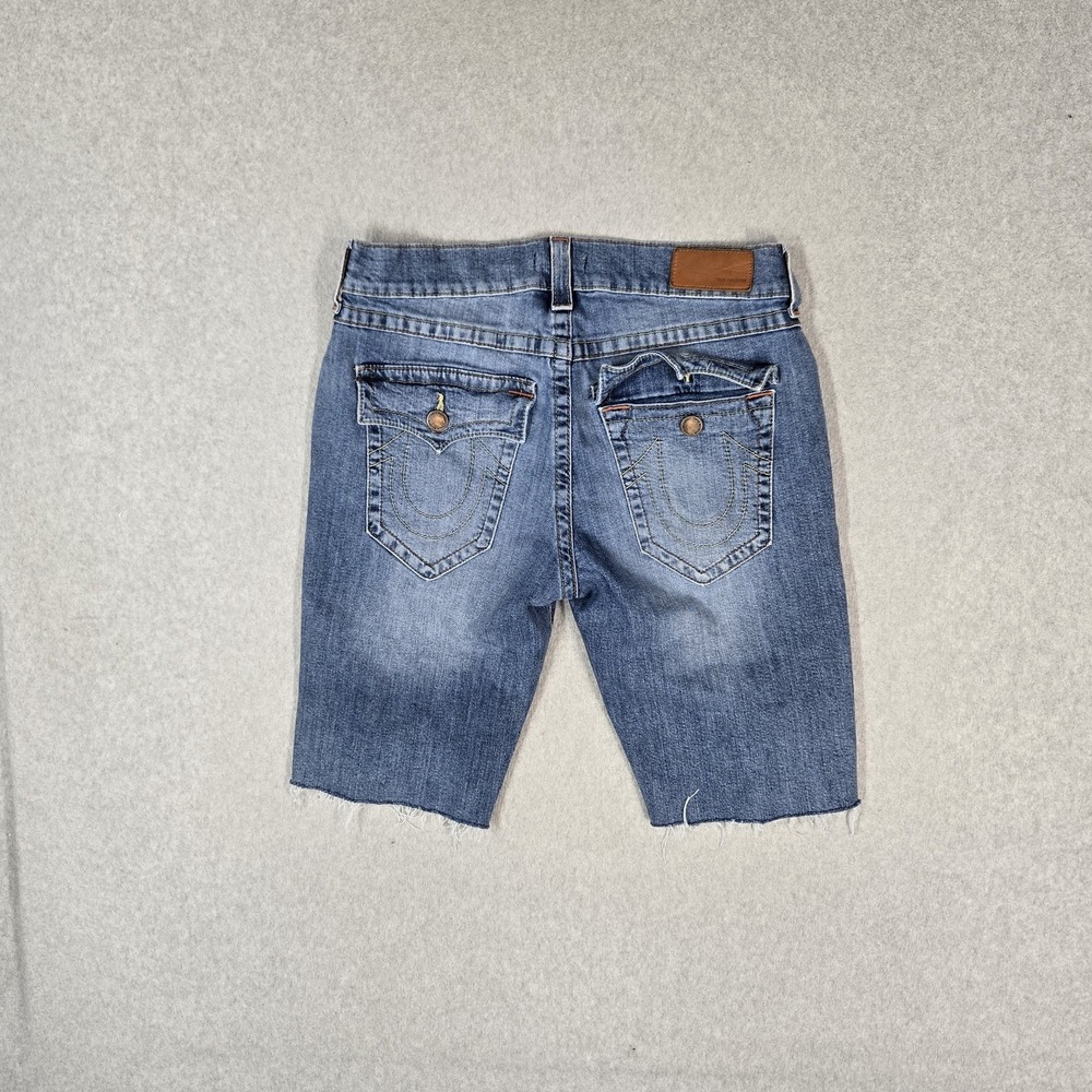 True Religion Men Shorts 32W Blue Denim Jeans Ricky Short Flap